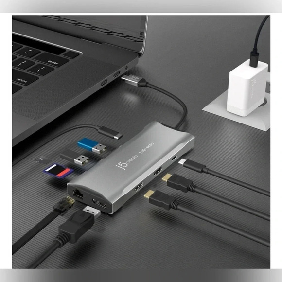 NEW j5create - 4K60 Elite USB-C Triple-Monitor 10Gbps Mini Dock - Space Grey - Picture 9 of 12